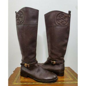 Tory Burch Marlene Tall Leather Brown Riding Boots Size 8.5M